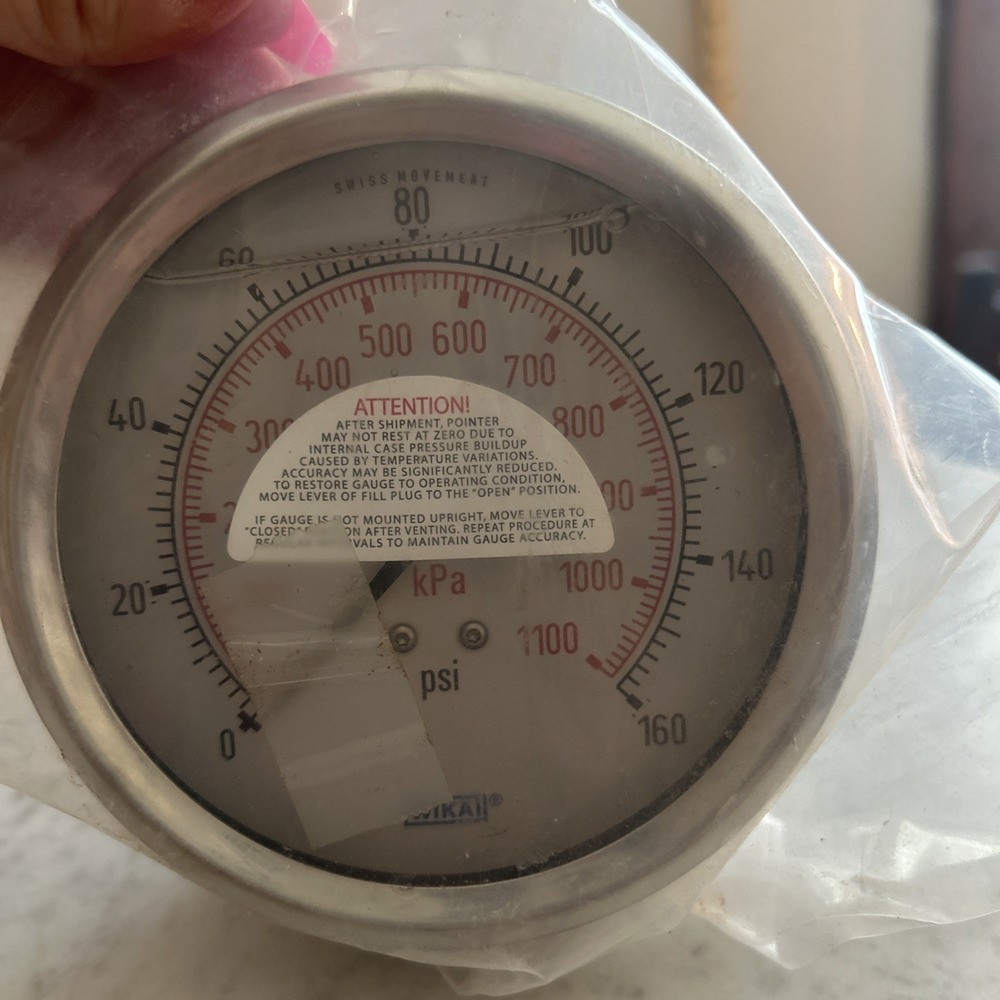NEW NO BOX SURPLUS- Wika Glycerin Filled‎ Pressure Gauge 0-160PSI